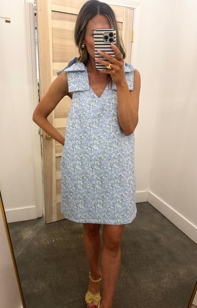 Jacquard dress blue floral
