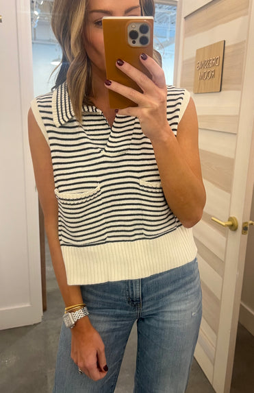 Olsen sleeveless stripe sweater