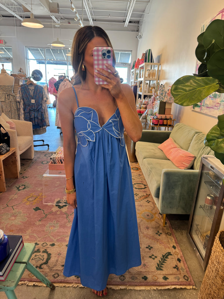 Blue emb detail maxi