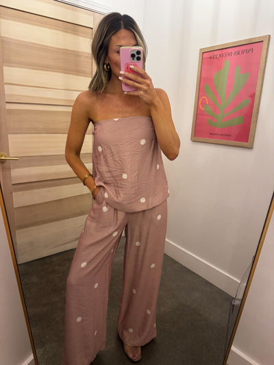 Mocha polka dot pant