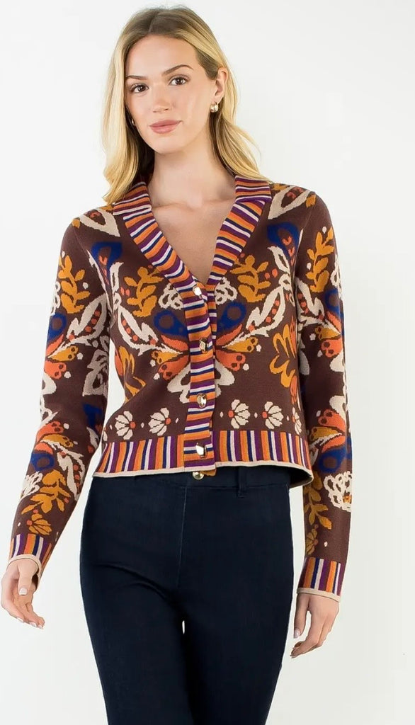 Floral v neck cardi