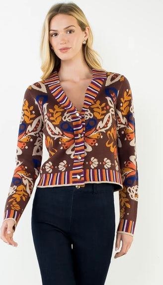 Floral v neck cardi
