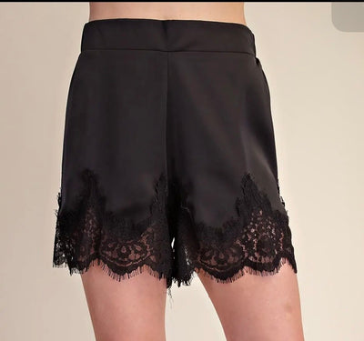 SATIN LACE TRIM SHORTS