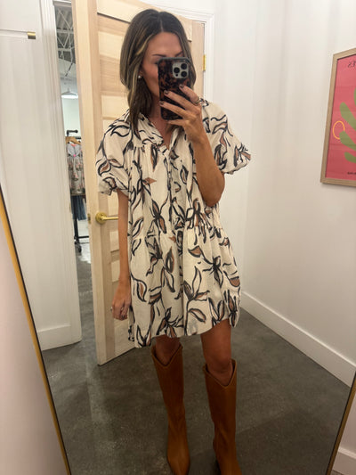 FLORAL MINI SHIRT DRESS