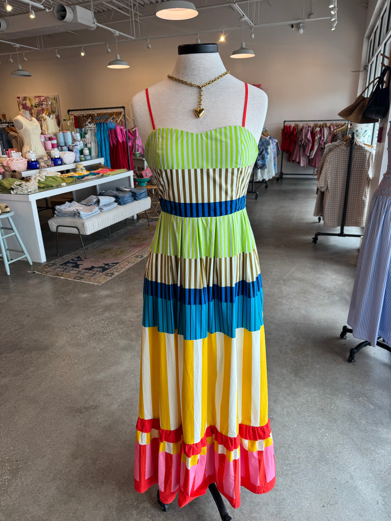 Multi stripe maxi dress
