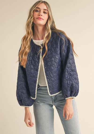 Navy star quilted jacket