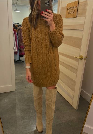Sage cable sweater dress