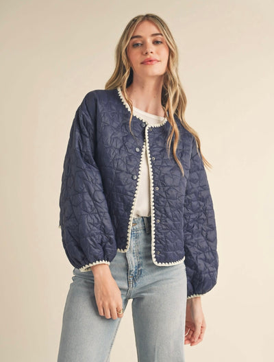 Navy star quilted jacket