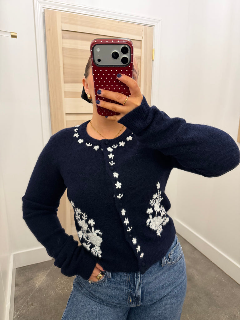 Floral embroidered cardigan