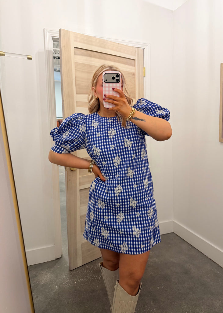 Larsen gingham emb dress