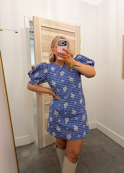 Larsen gingham emb dress