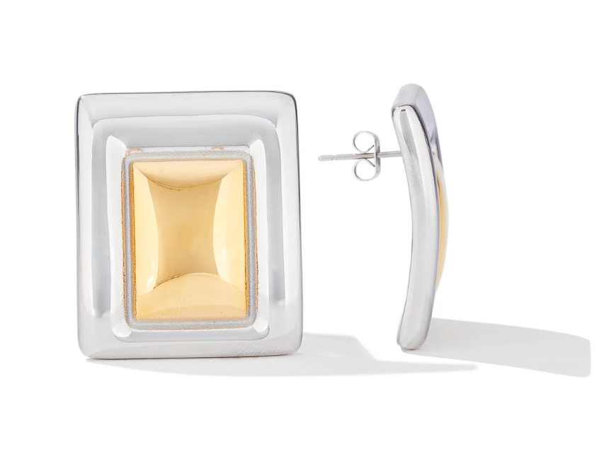 Framed- Stud Earring- Two Tone Earring