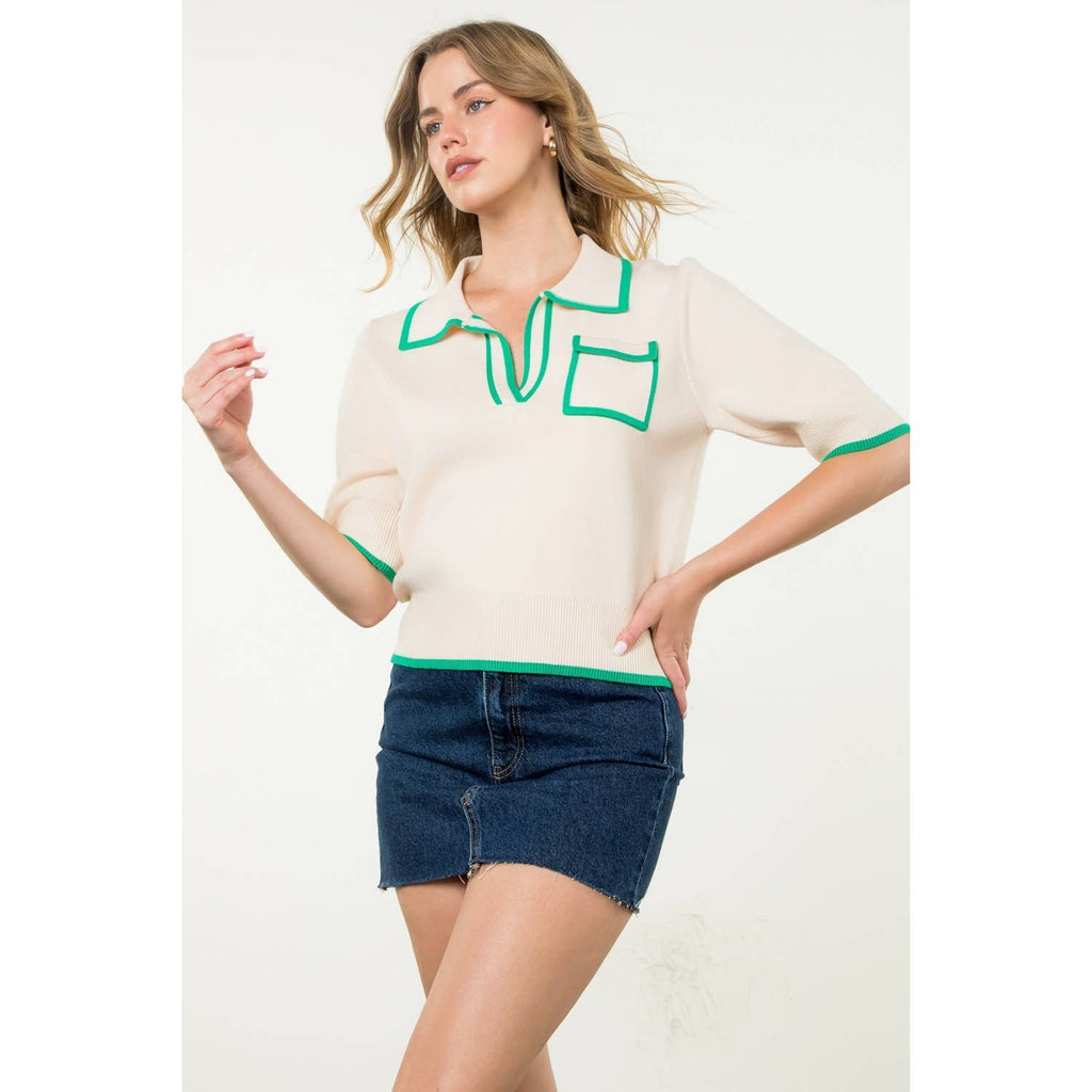 Veda Collared Knit Top