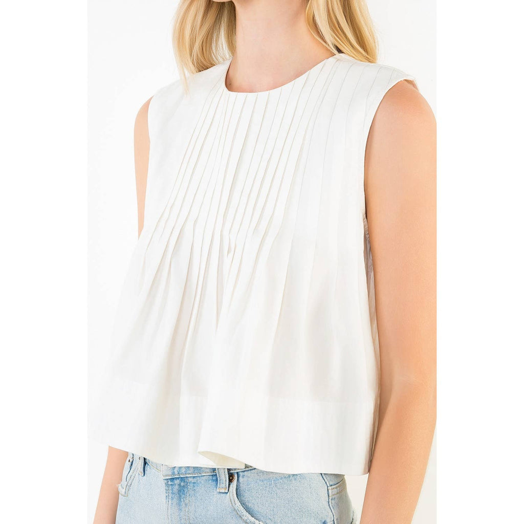 Sleeveless Pleated Top