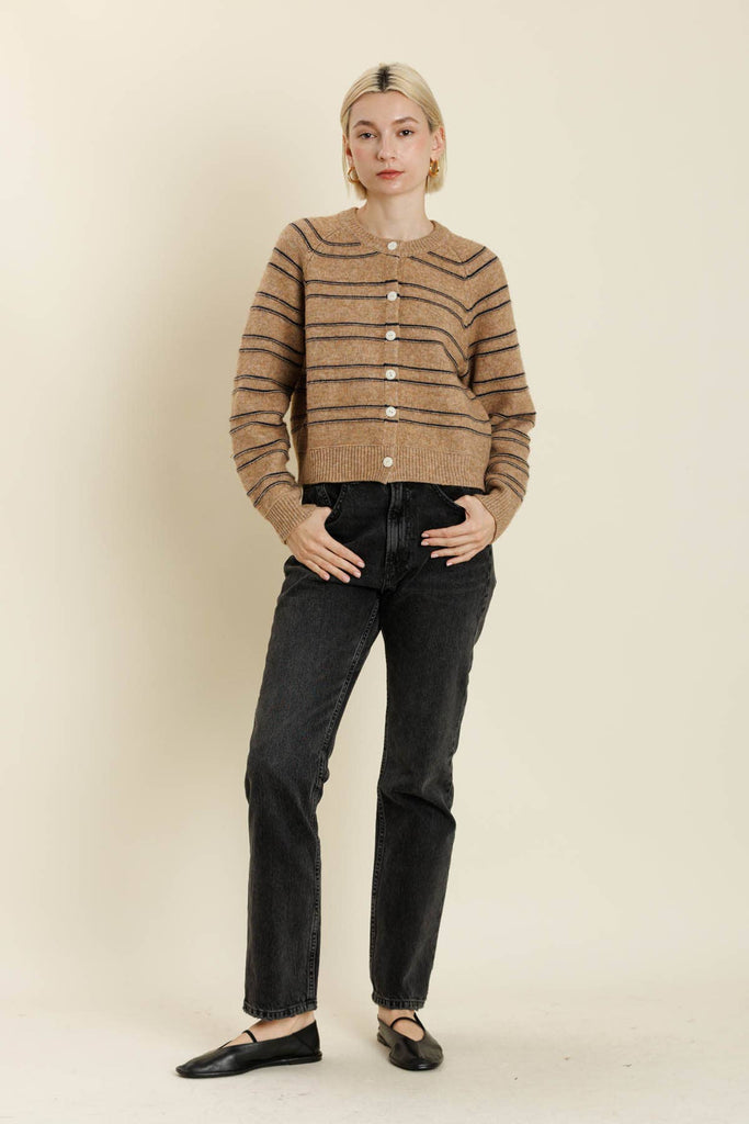 Camel striped cardigan
