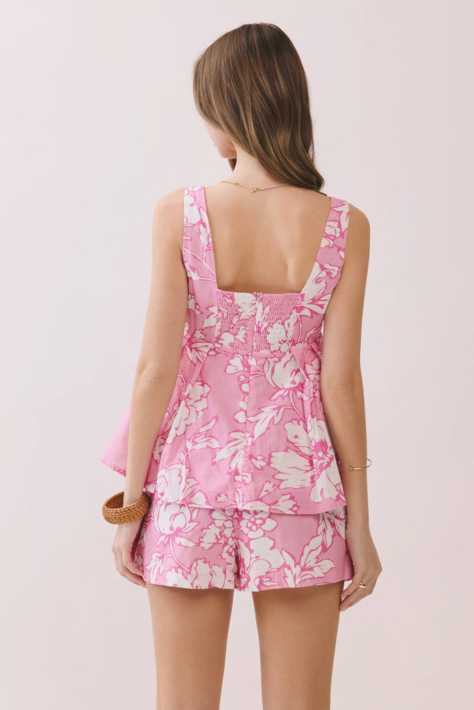floral print Peplum Tank Top