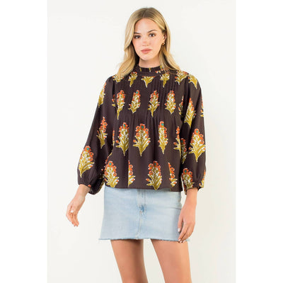 Long Sleeve Floral Detail Top