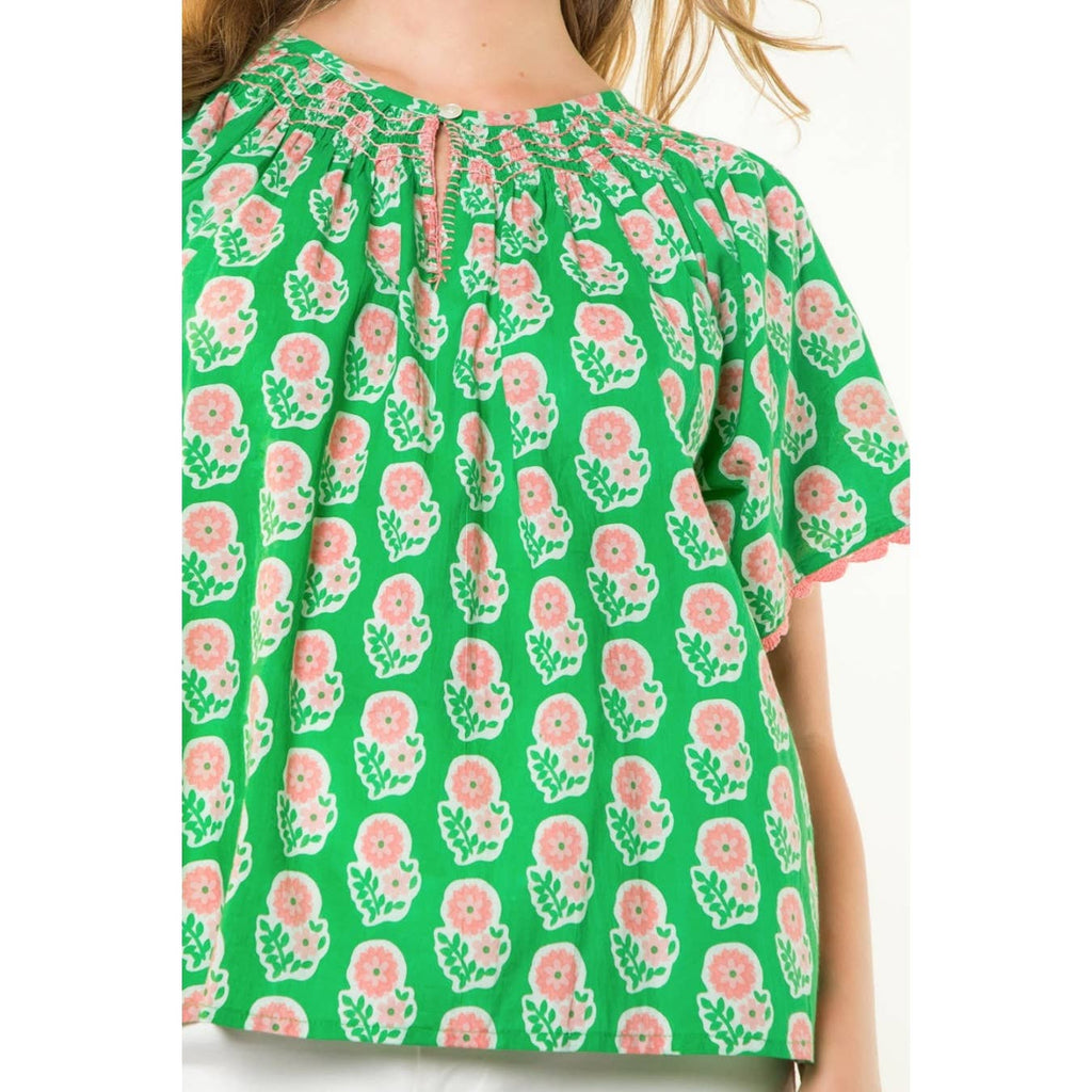 Mona green floral top