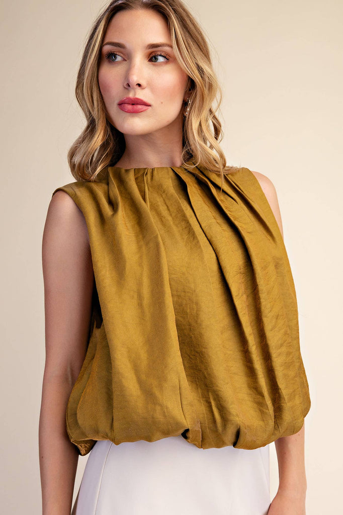 Sleeveless Pleated Balloon Top