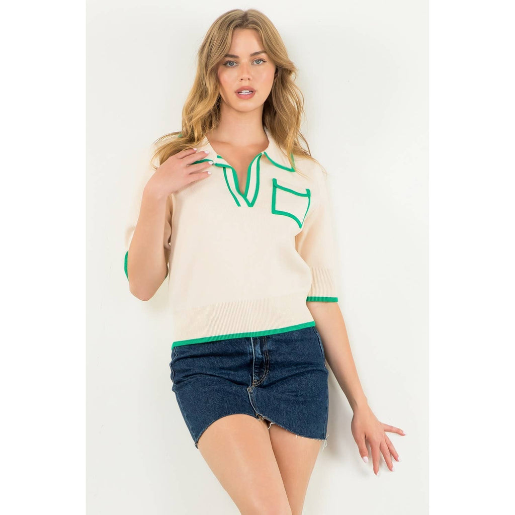 Veda Collared Knit Top