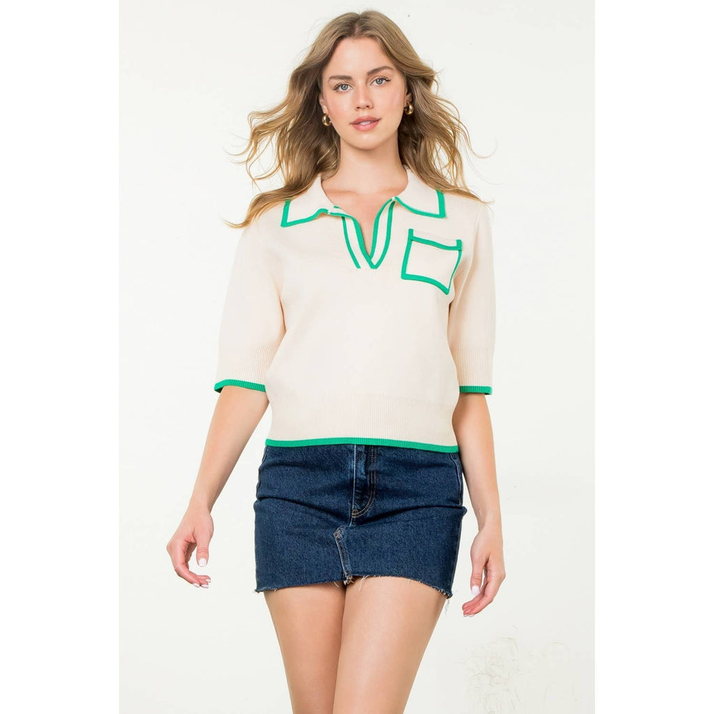 Veda Collared Knit Top