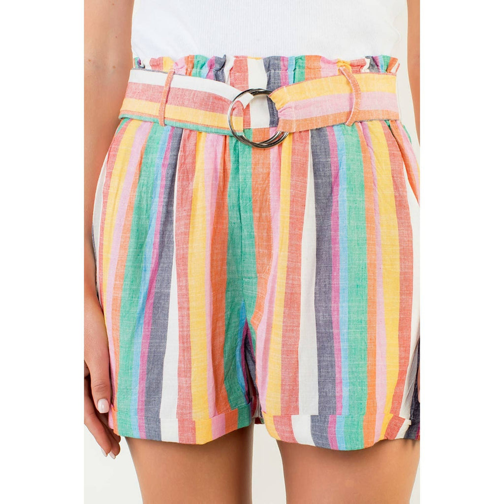 Pink multi stripe shorts