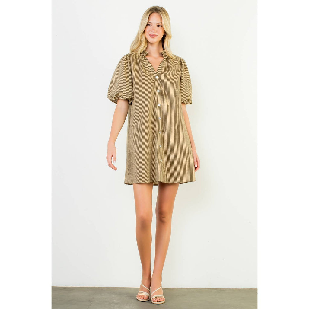 Puff Sleeve Stripe Dress