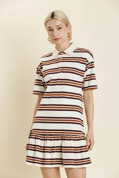 STRIPED RUGBY MINI DRESS