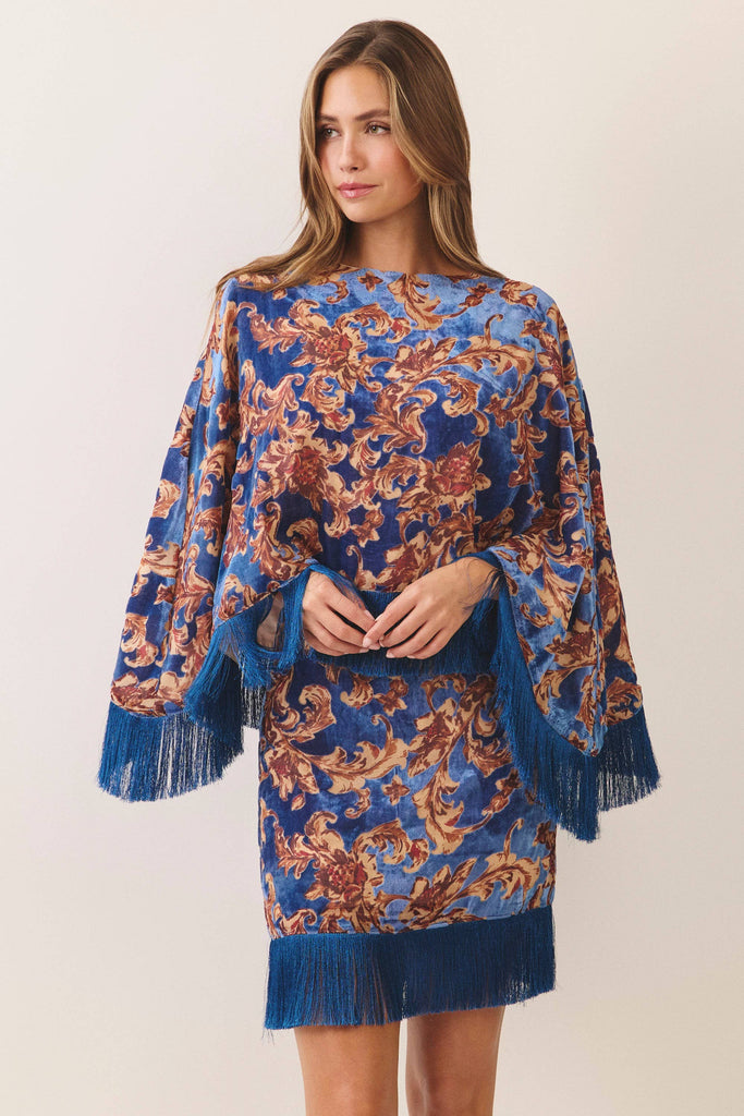 Shiloh fringe trim poncho top