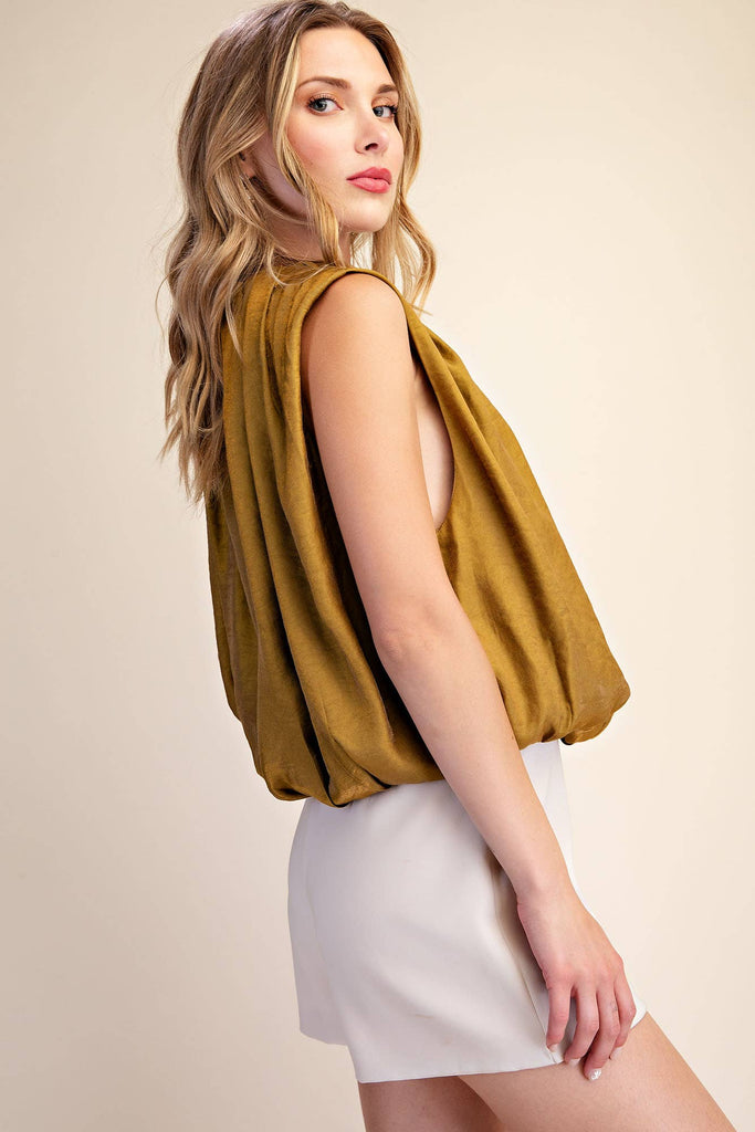 Sleeveless Pleated Balloon Top