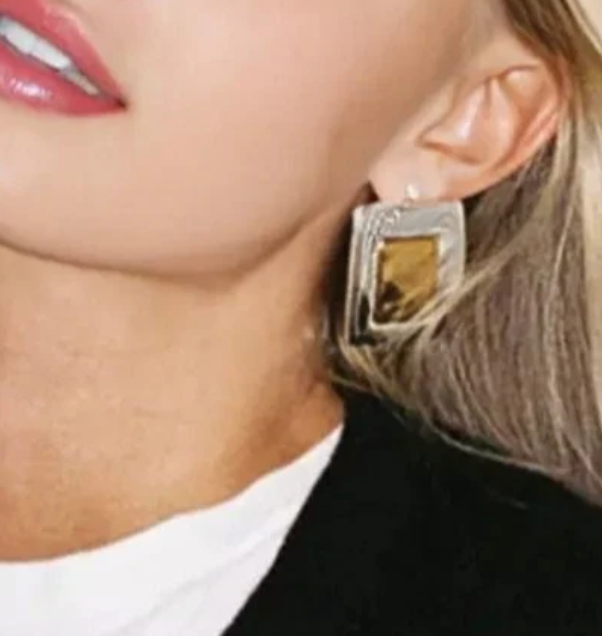 Framed- Stud Earring- Two Tone Earring