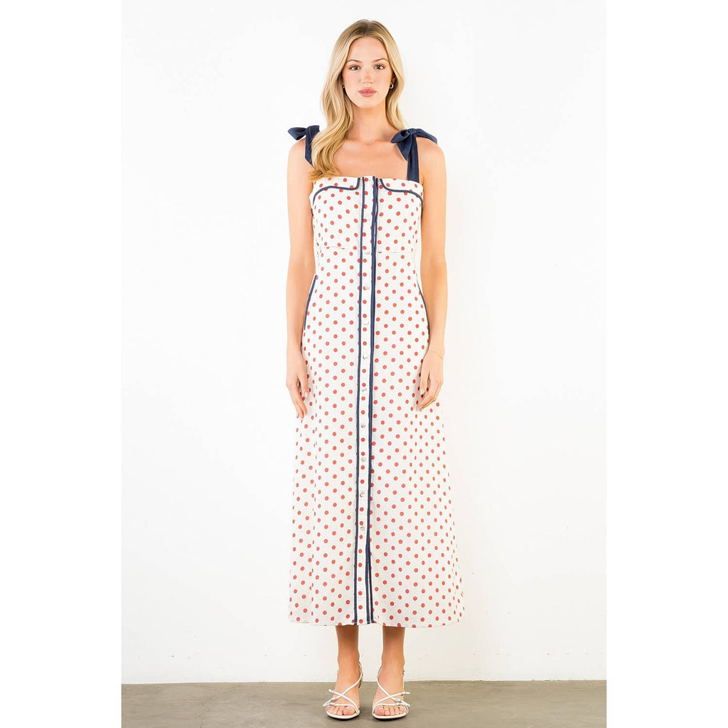 Tie strap polks dot dress