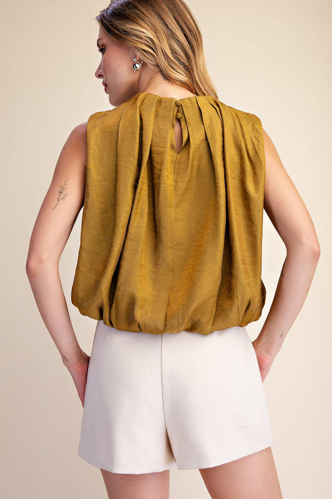 Sleeveless Pleated Balloon Top