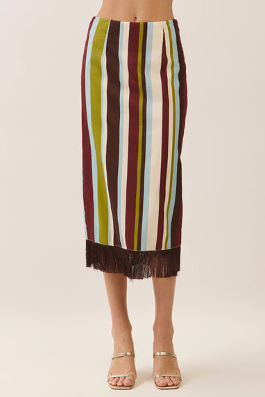 Stripe fringe hem Skirt