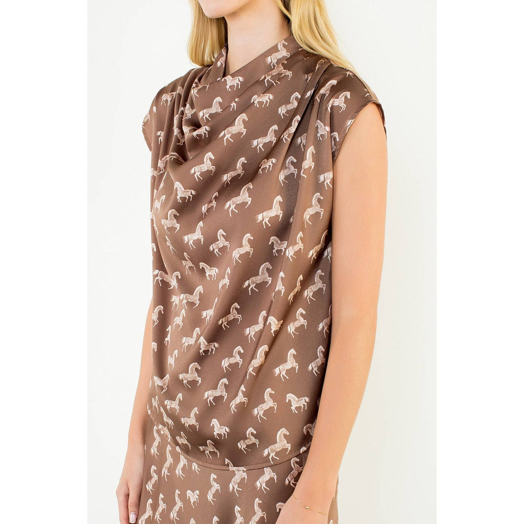 Satin High Neck Horse Top