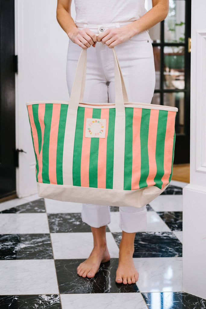 Watermelon Stripe Canvas Tote