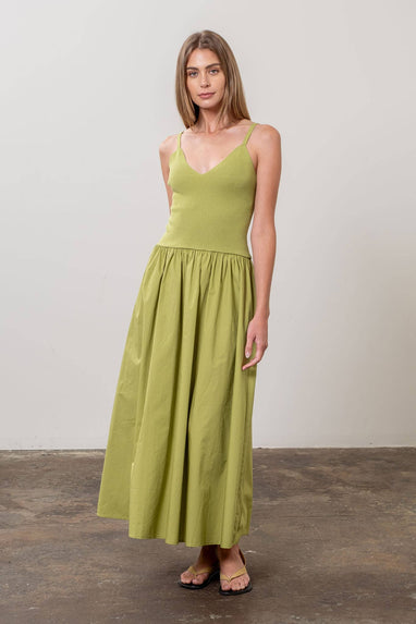 v neck mixed media dress
