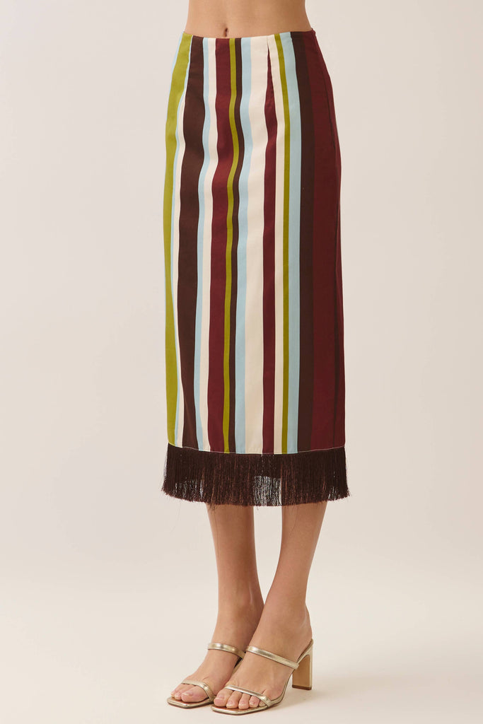 Stripe fringe hem Skirt
