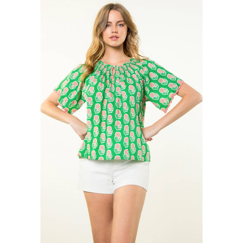 Mona green floral top