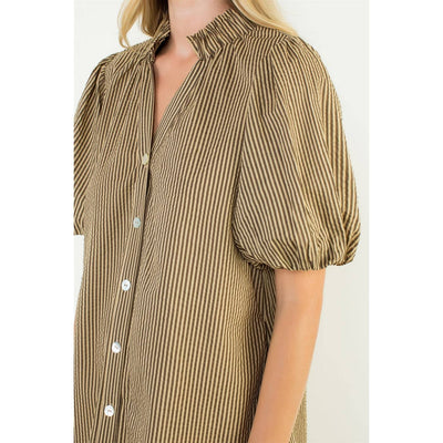 Puff Sleeve Stripe Dress