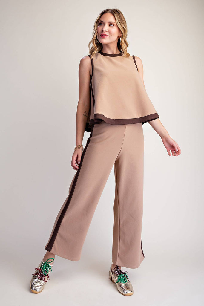Pull-On Contrast Pants