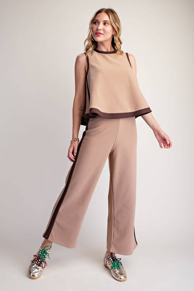 Pull-On Contrast Pants