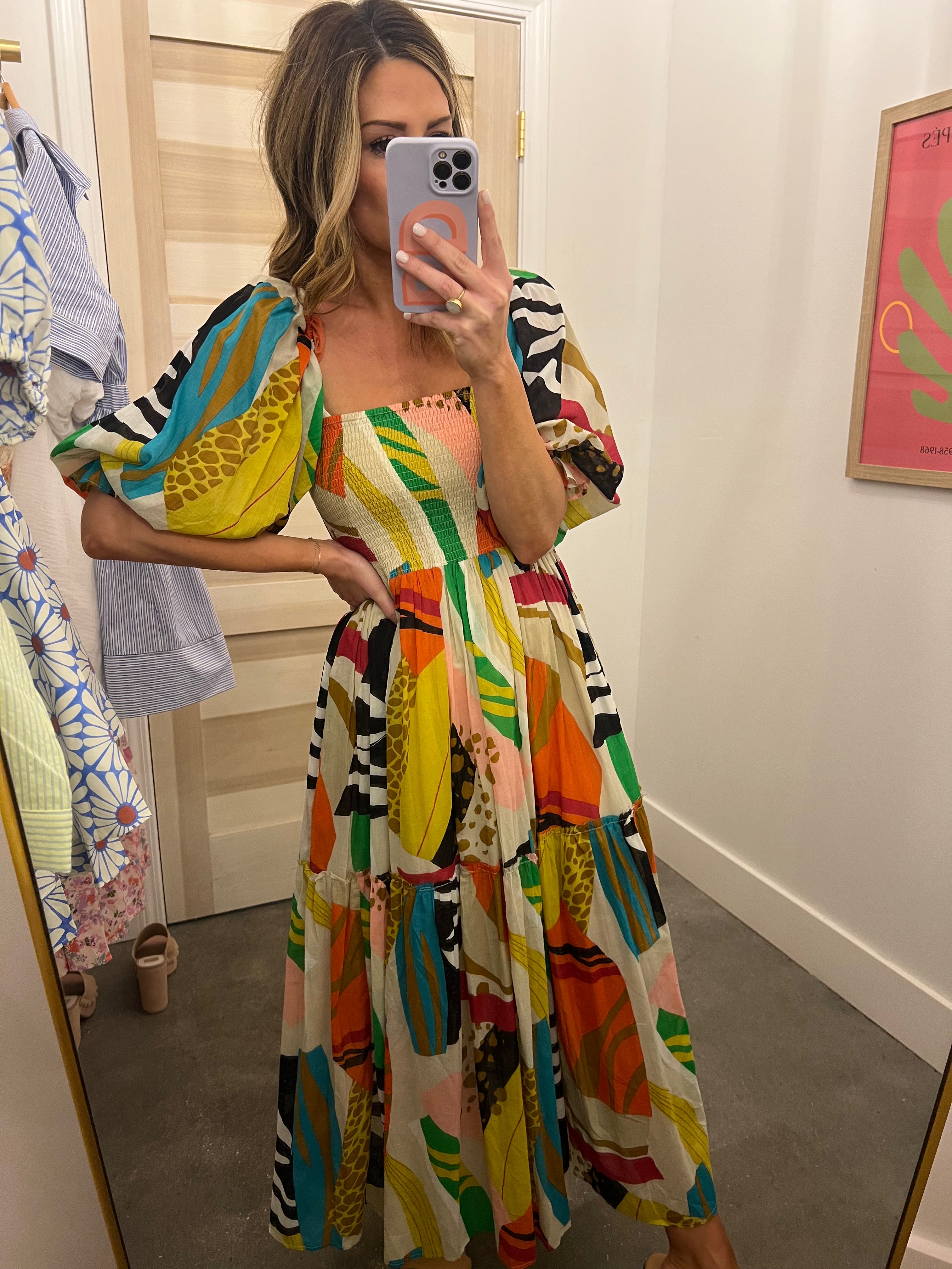 Fate Fallon multi color smock top maxi dress Fate Fallon multi color smock top maxi dress