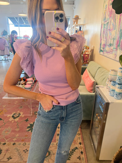 tulle sleeve lavender top