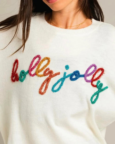 Holly jolly tinsel sweater-preorder