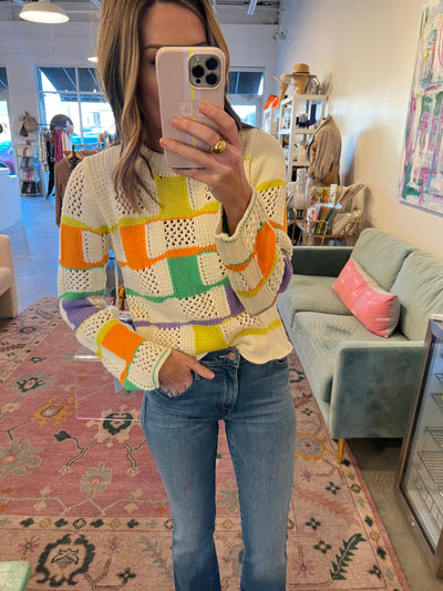 multi color crochet sweater